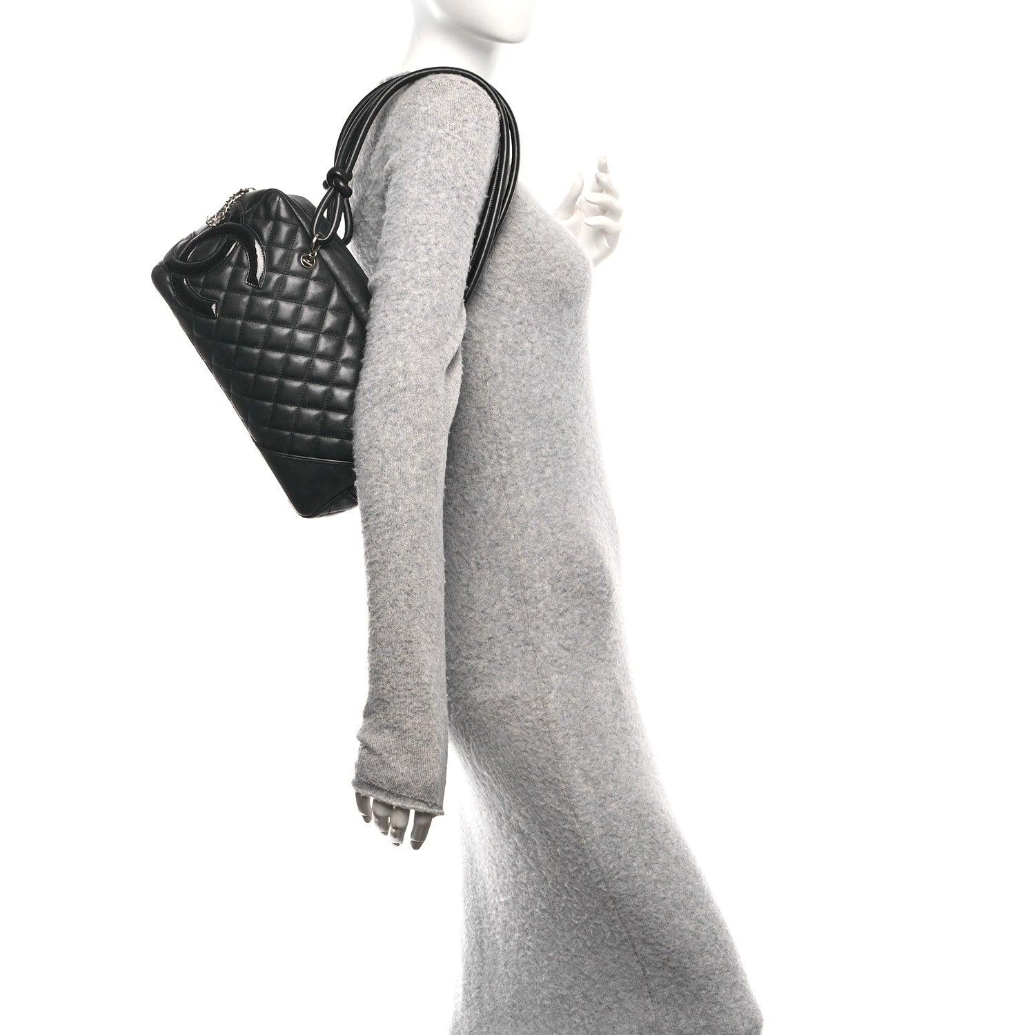 Chanel Calfskin Quilted Large Cambon Bowler Black 2 of 11