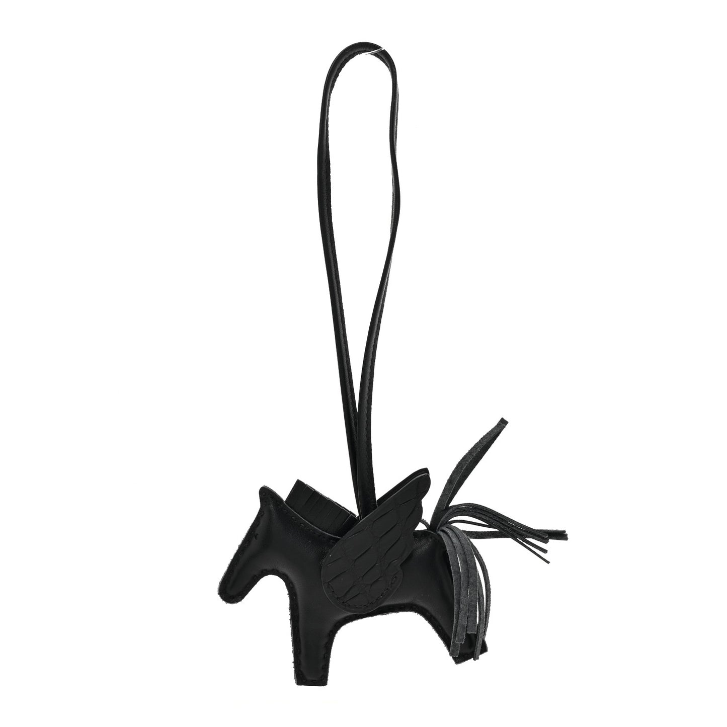 Milo Lambskin Matte Alligator Touch Grigri Rodeo Pegase Horse Bag Charm PM Black