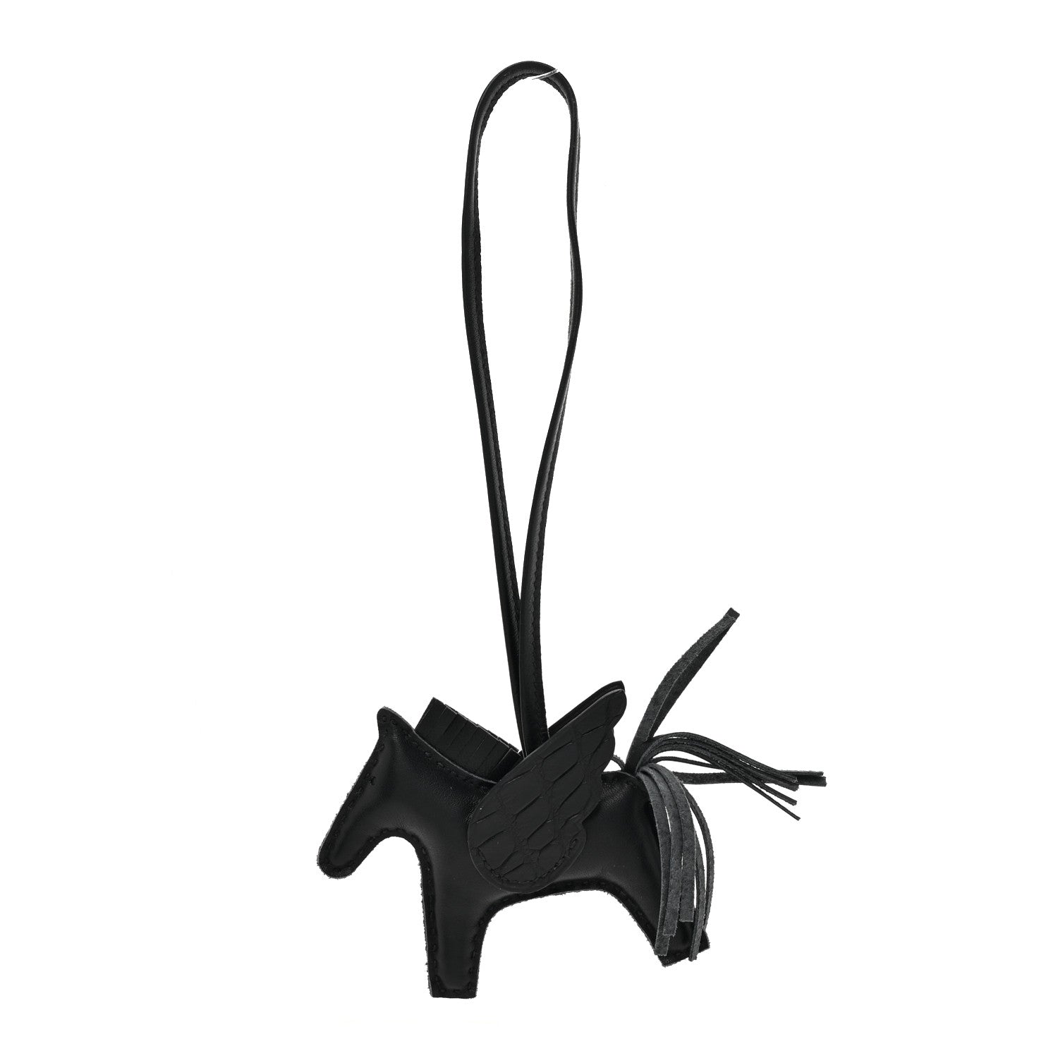 Hermes Milo Lambskin Matte Alligator Touch Grigri Rodeo Pegase Horse Bag Charm PM Black 1 of 5