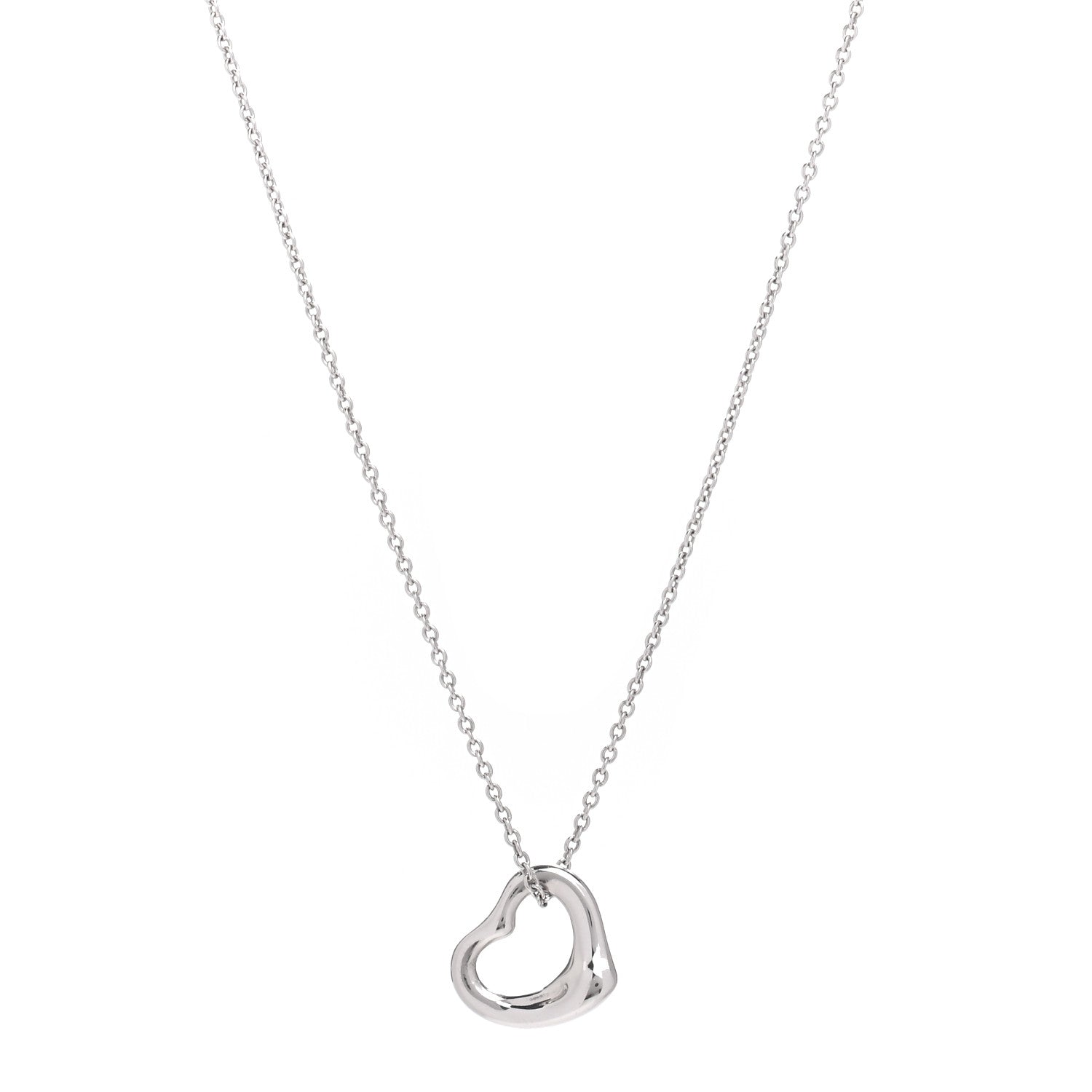 Tiffany Platinum 11mm Elsa Peretti Open Heart Pendant Necklace 1 of 4