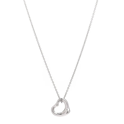 Tiffany Platinum 11mm Elsa Peretti Open Heart Pendant Necklace 1 of 4