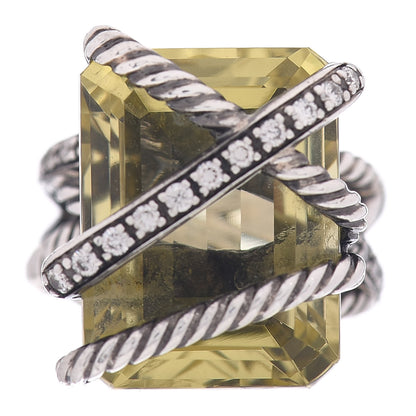 David Yurman Darkened Sterling Silver Diamond Lemon Citrine 20mm Cable Wrap Ring 51 5.75 1 of 5