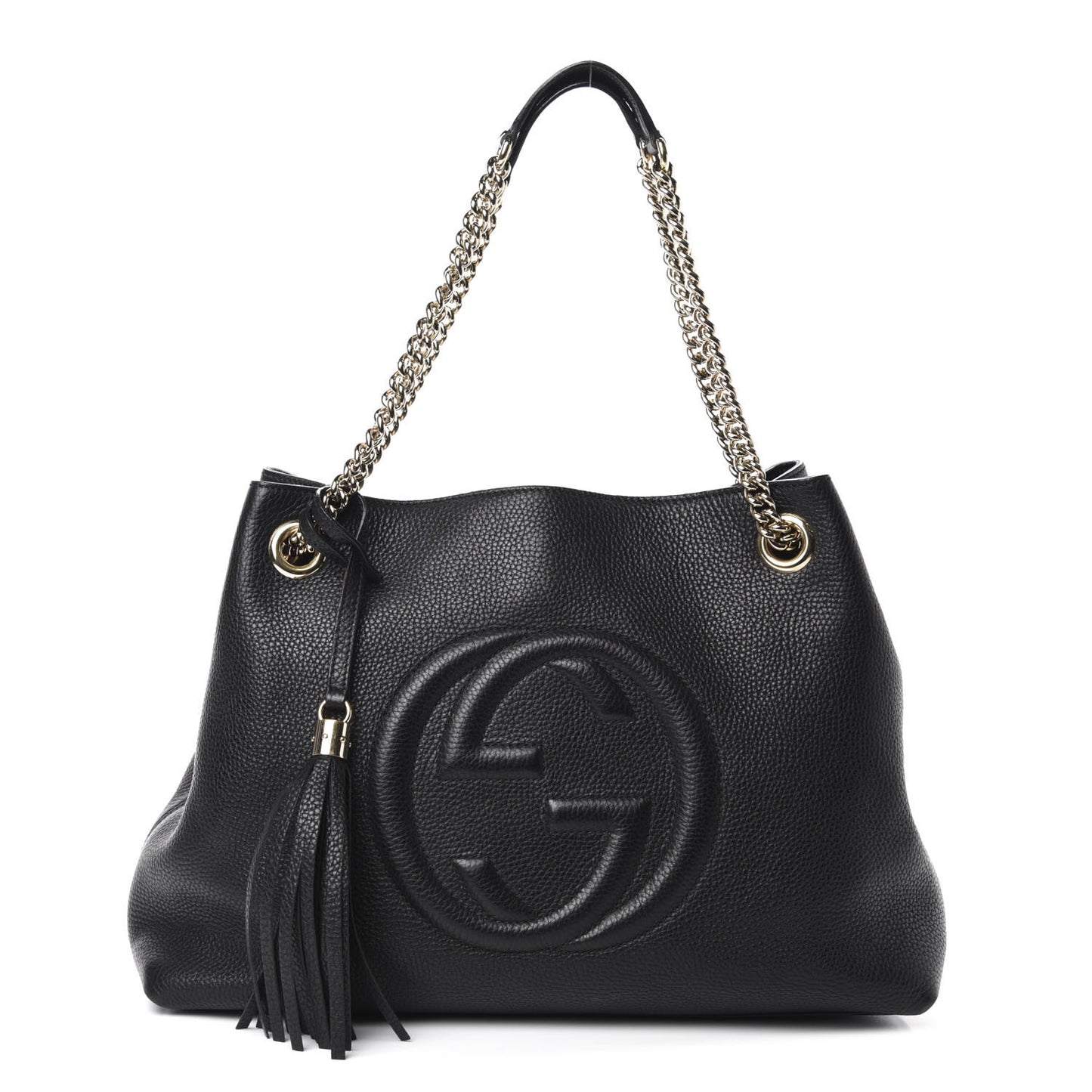 Pebbled Calfskin Medium Soho Chain Shoulder Bag Black