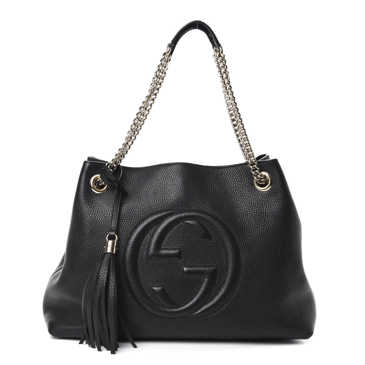 Gucci Pebbled Calfskin Medium Soho Chain Shoulder Bag Black 1 of 11