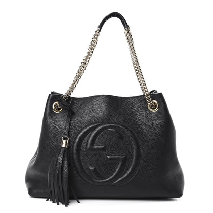 Gucci Pebbled Calfskin Medium Soho Chain Shoulder Bag Black 1 of 11