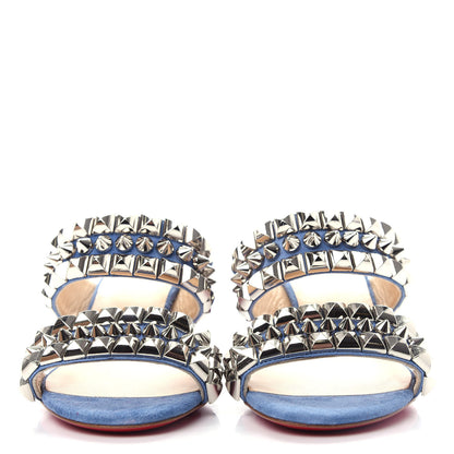 Christian Louboutin Suede Studded Tina Goes Mad 55 Slide Sandals 35 Version Jeans 2 of 10