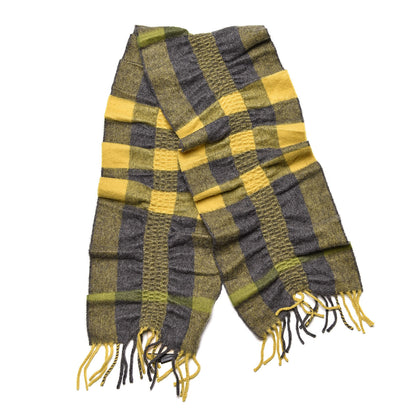 Burberry Cashmere Check Ruched Fringe Scarf Lemon Quartz 3 of 6