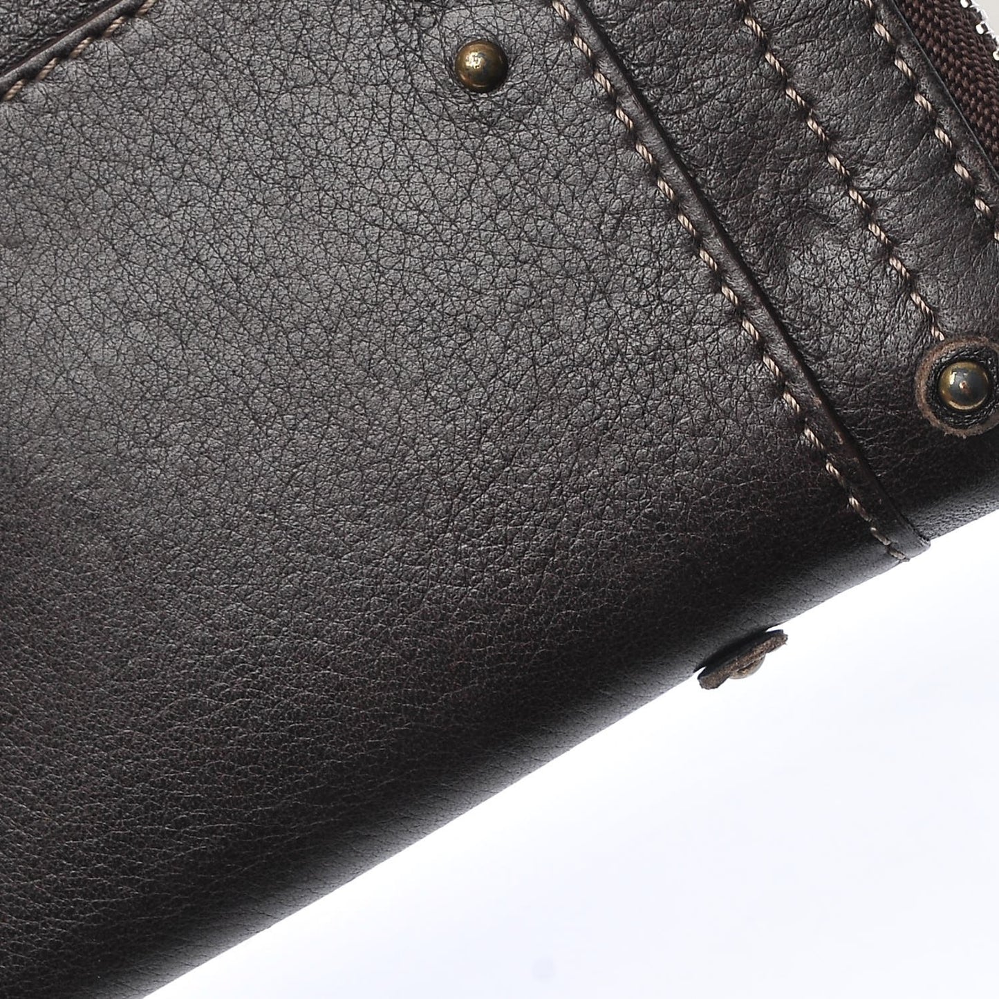 Calfskin Paddington Zip Around Wallet Brown