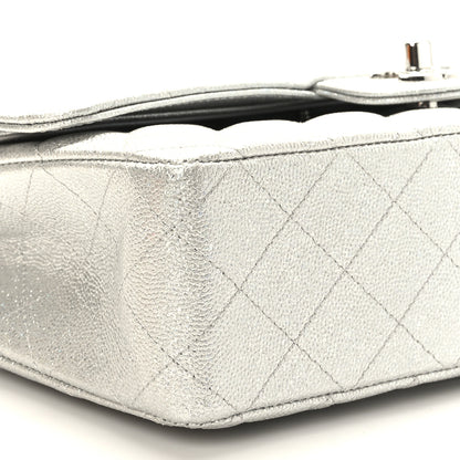 Chanel Glittered Metallic Caviar Quilted Medium Double Flap Silver 8 of 10