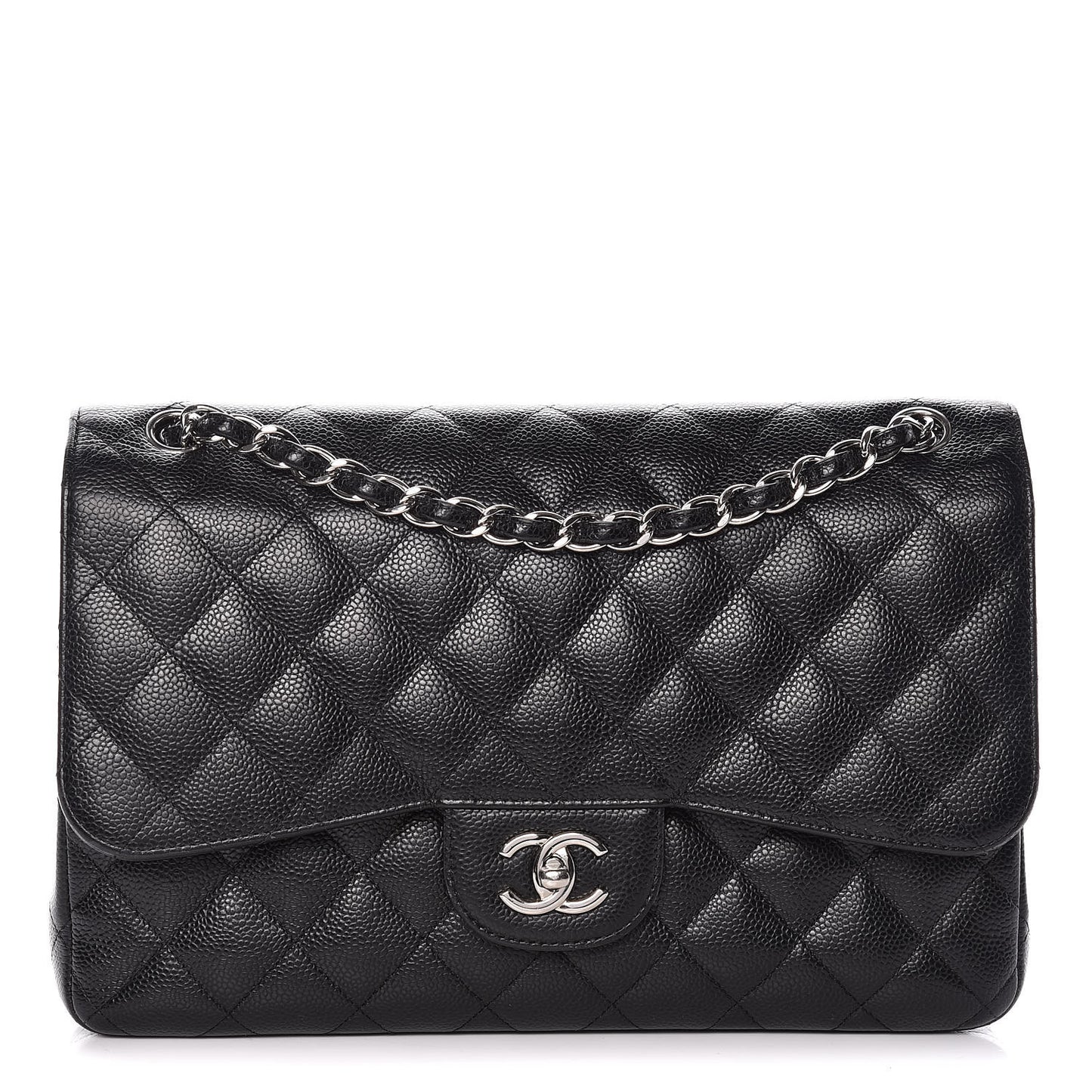 Caviar Quilted Jumbo Double Flap Black