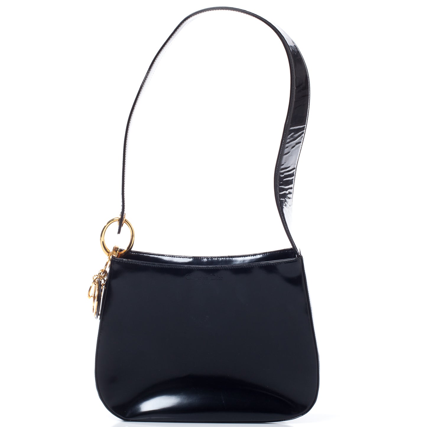 CHRISTIAN DIOR Patent Cannage Hobo Black