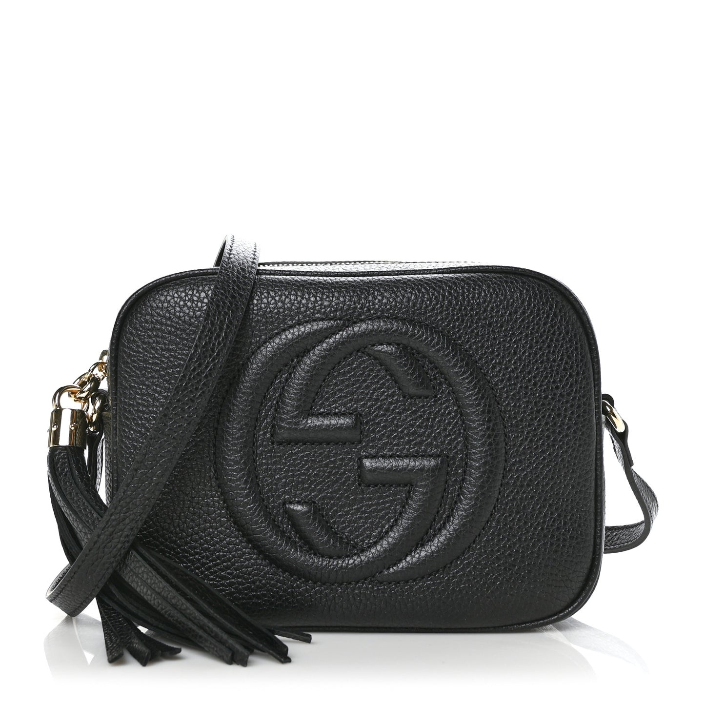 Pebbled Calfskin Small Soho Disco Bag Black