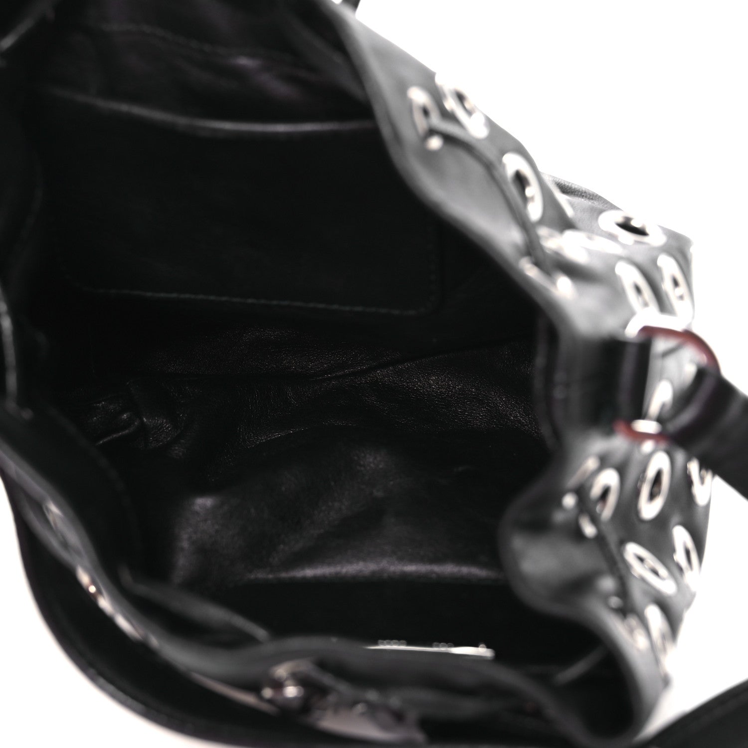 Miu Miu Nappa Jeweled Grommet Starlight Bucket Bag Black 5 of 15