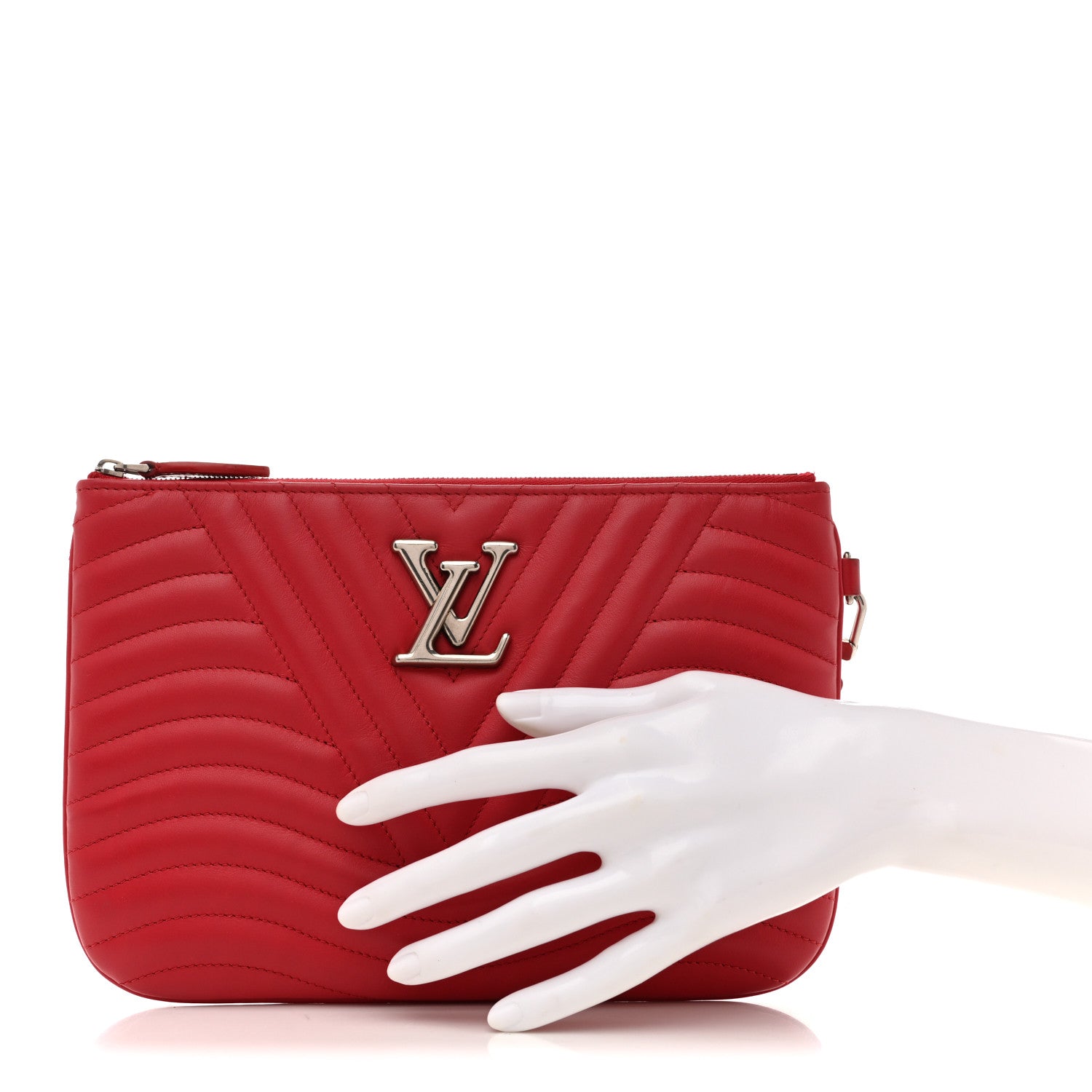 Louis Vuitton Calfskin New Wave Zipped Pochette Ecarlate 2 of 12