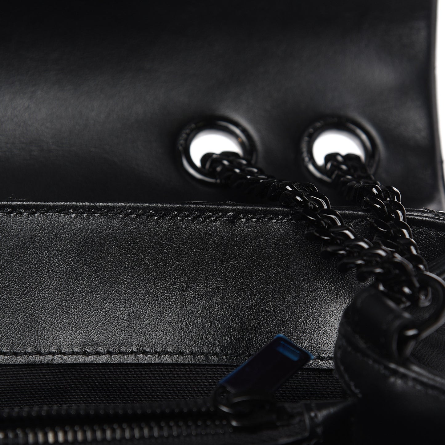 Calfskin Y Quilted Monogram Medium Loulou Chain Satchel Black