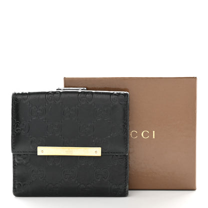 Gucci Guccissima Metal Bar French Flap Wallet Black 18 of 18