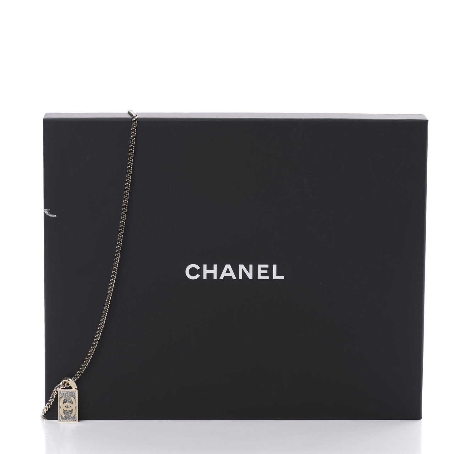 Crystal Dog Tag Charm Necklace Gold