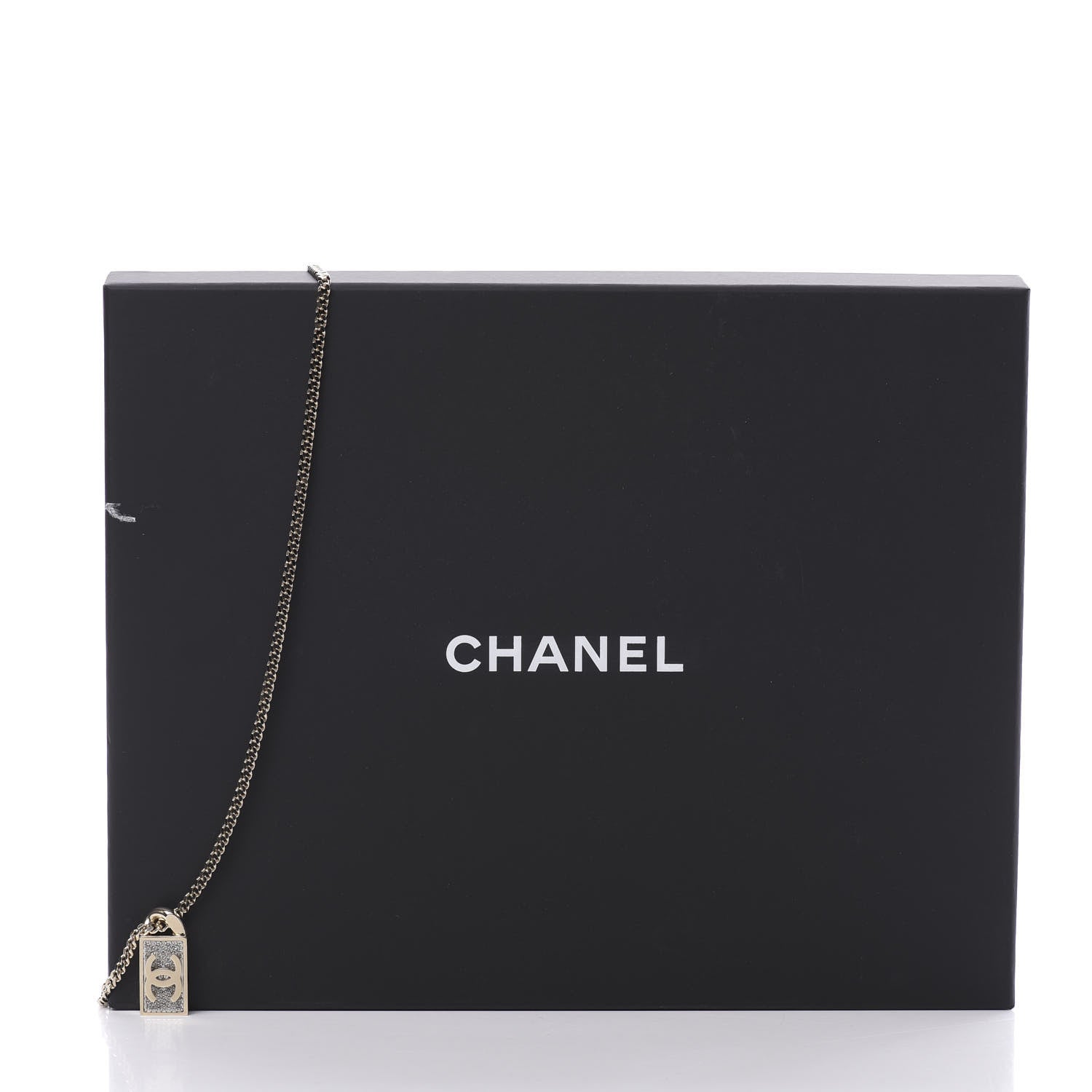 Chanel Crystal Dog Tag Charm Necklace Gold 6 of 6