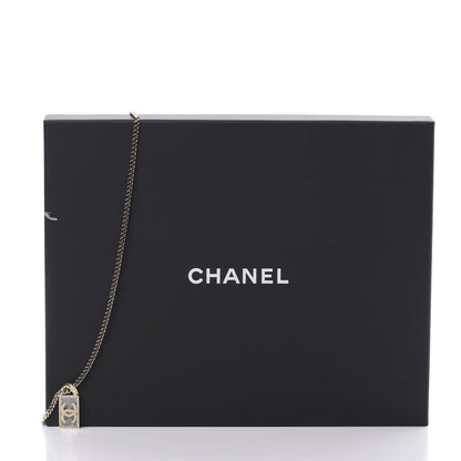 Chanel Crystal Dog Tag Charm Necklace Gold 6 of 6