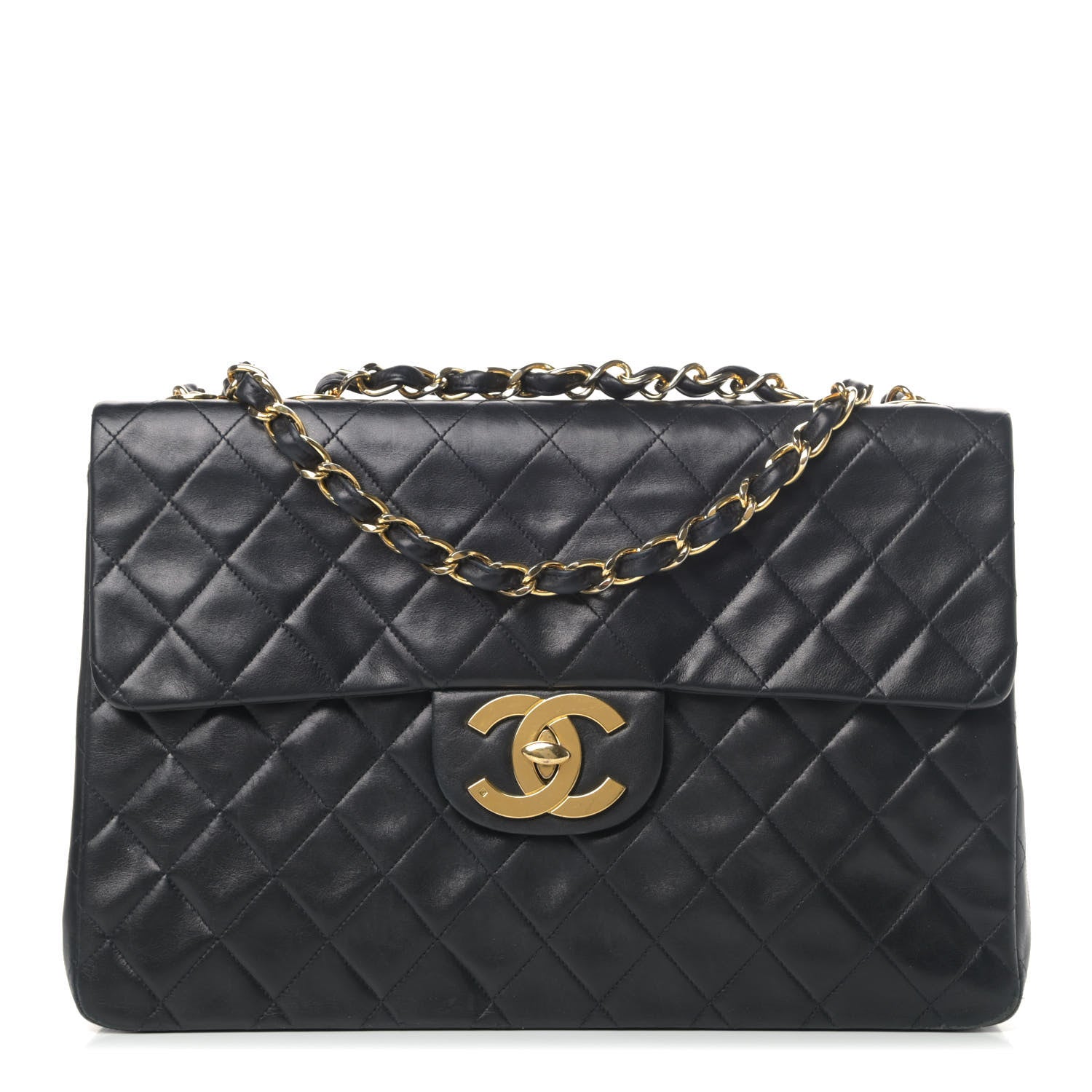 Chanel Lambskin Quilted XL Jumbo Single Flap Black 1 of 6