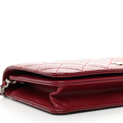 Chanel Patent Quilted Wallet On Chain WOC Burgundy 9 of 13