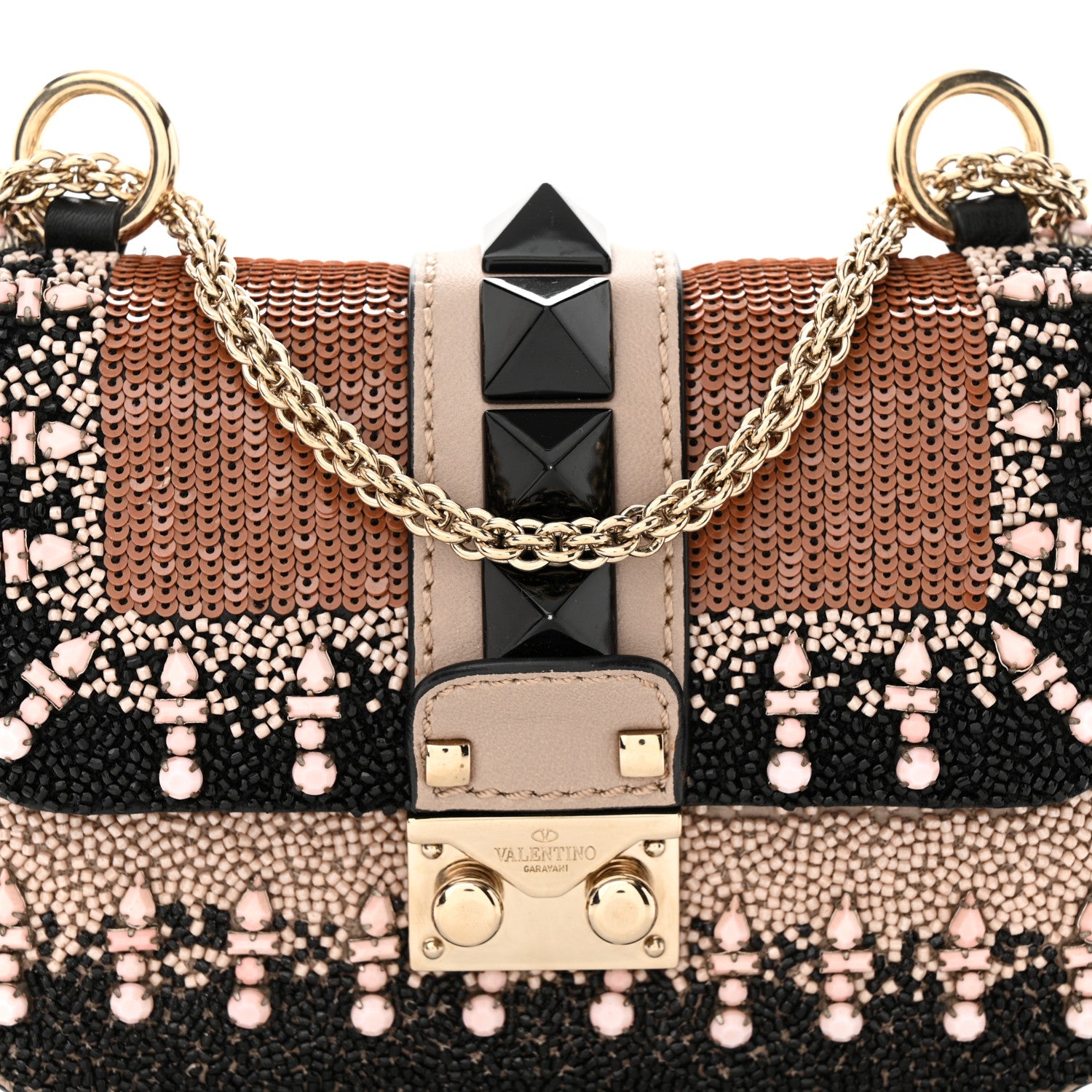 Valentino Garavani Vitello Crystal Embellished Mini Glam Lock Rockstud Flap Multicolor 7 of 10