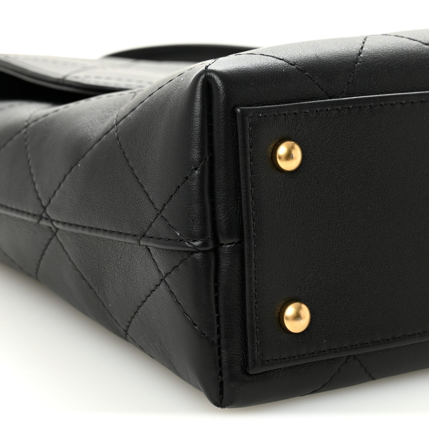 Chanel Calfskin Stitched Large Top Handle Flap Black 1836818