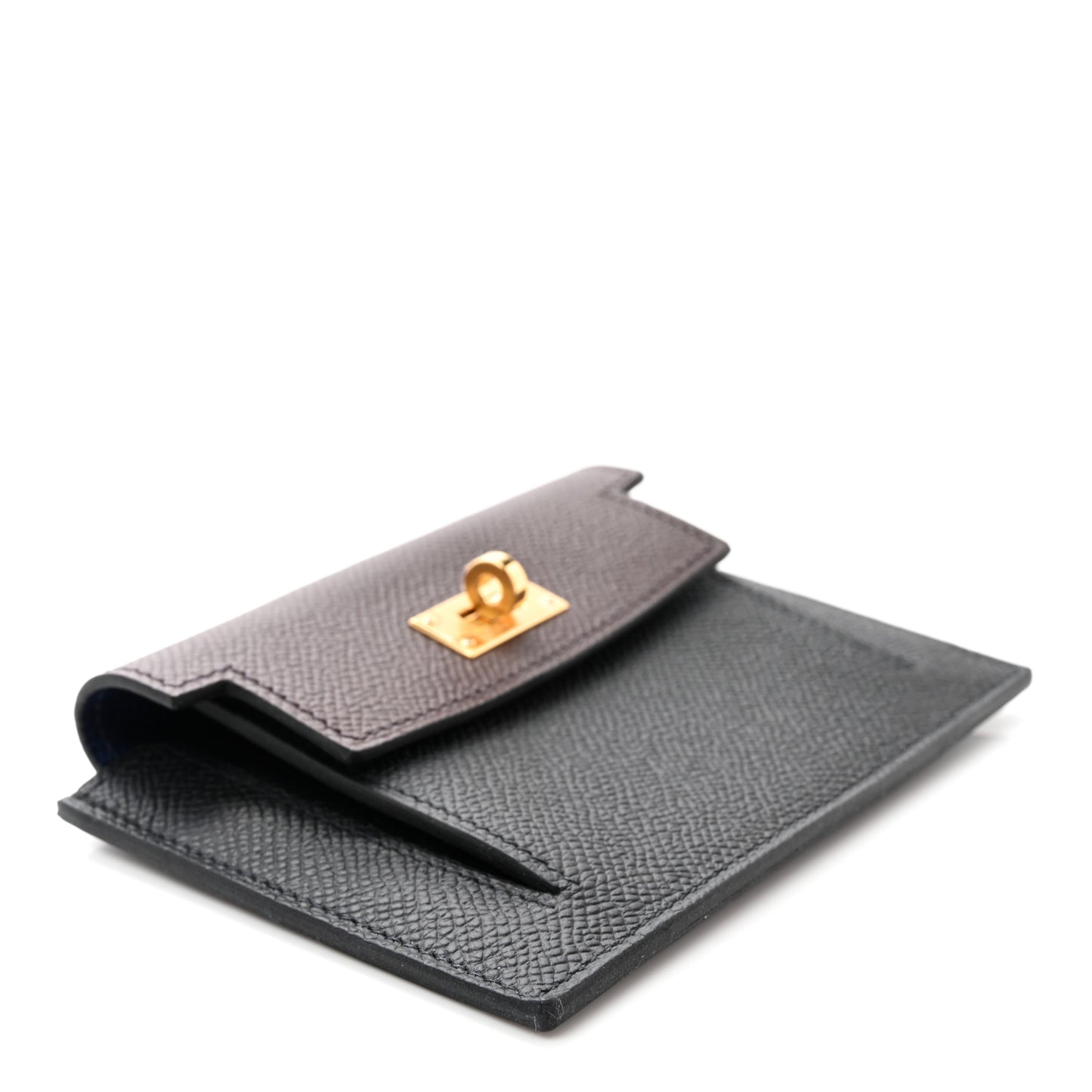 Epsom Tricolor Kelly Pocket Compact Wallet Black Rouge H Bleu Saphir