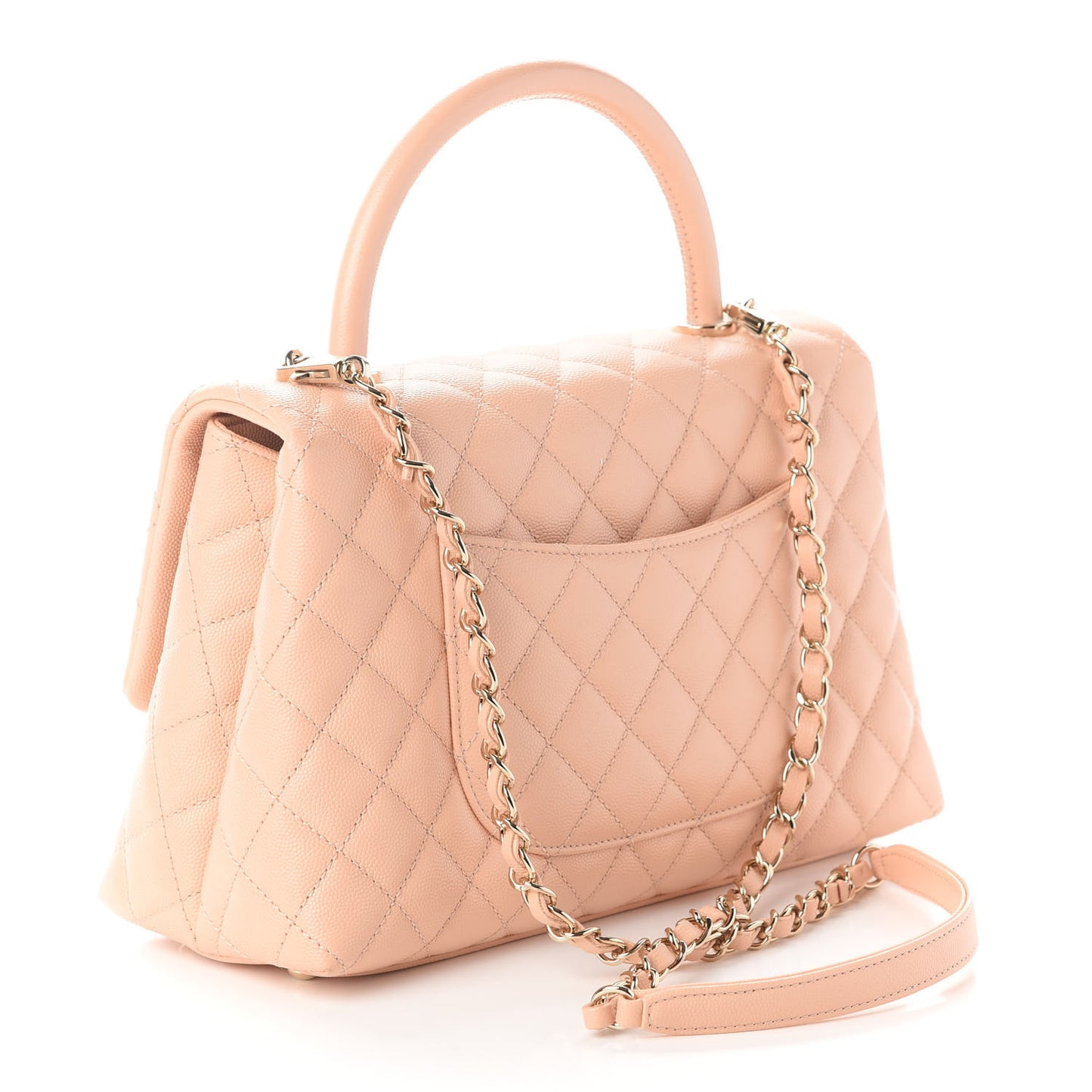Caviar Quilted Small Coco Handle Flap Light Pink