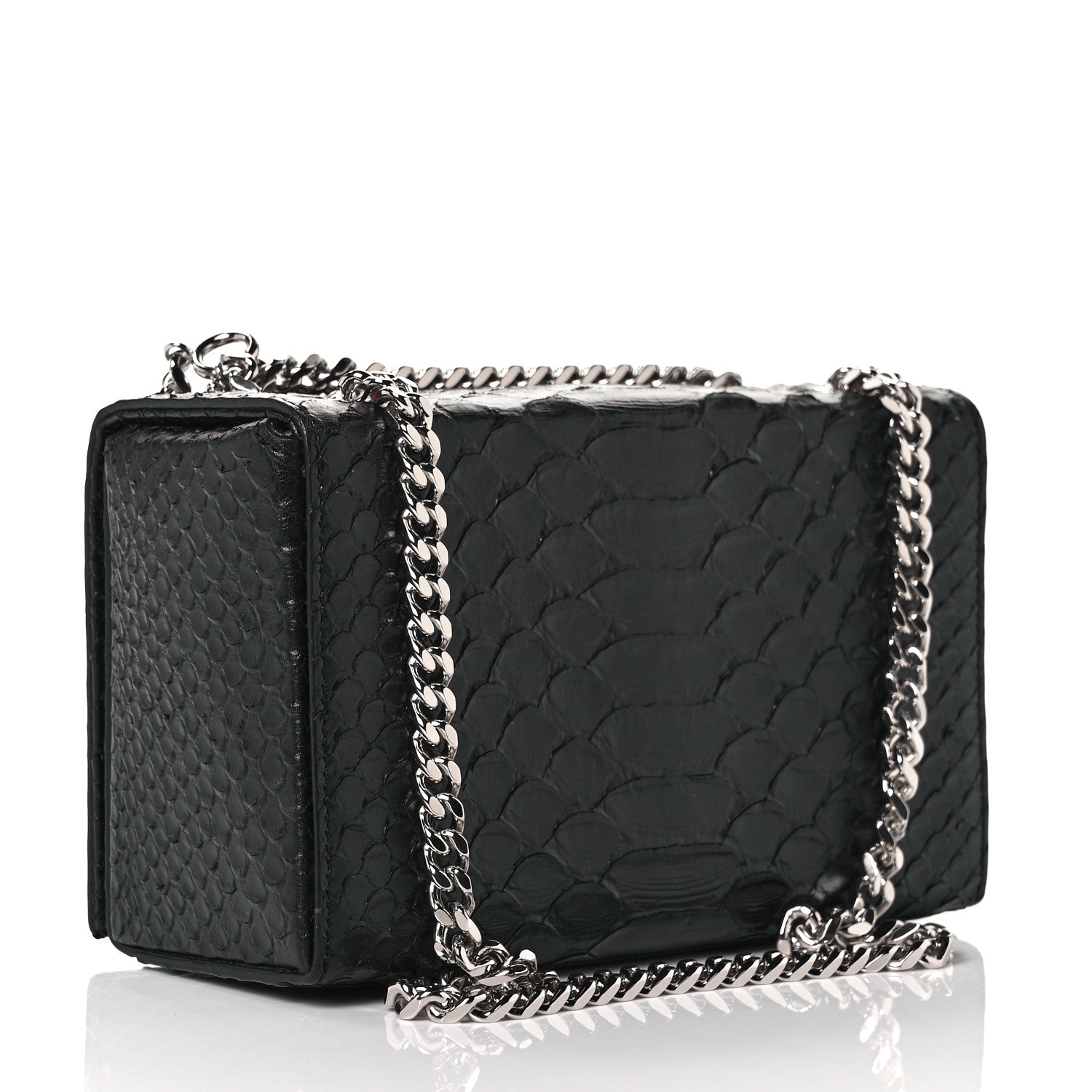 Saint Laurent Calfskin Crocodile Embossed Bag Black 2 of 7