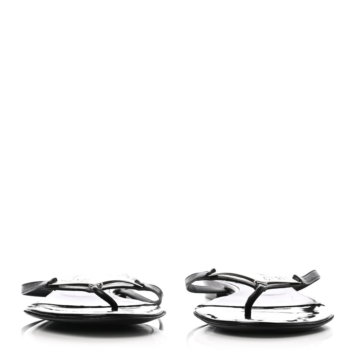 Chanel Lambskin Thong Sandals 39.5 Black 2 of 7
