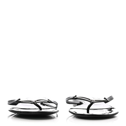 Chanel Lambskin Thong Sandals 39.5 Black 2 of 7