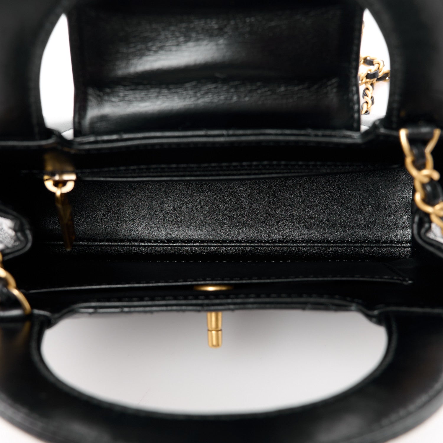 Chanel Shiny Aged Calfskin Quilted Nano Kelly Shopper Black 5 of 10