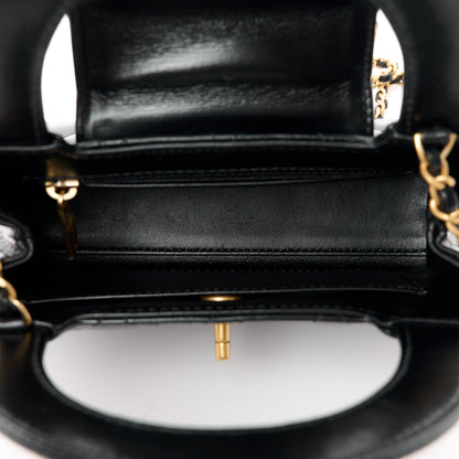 Chanel Shiny Aged Calfskin Quilted Nano Kelly Shopper Black 5 of 10