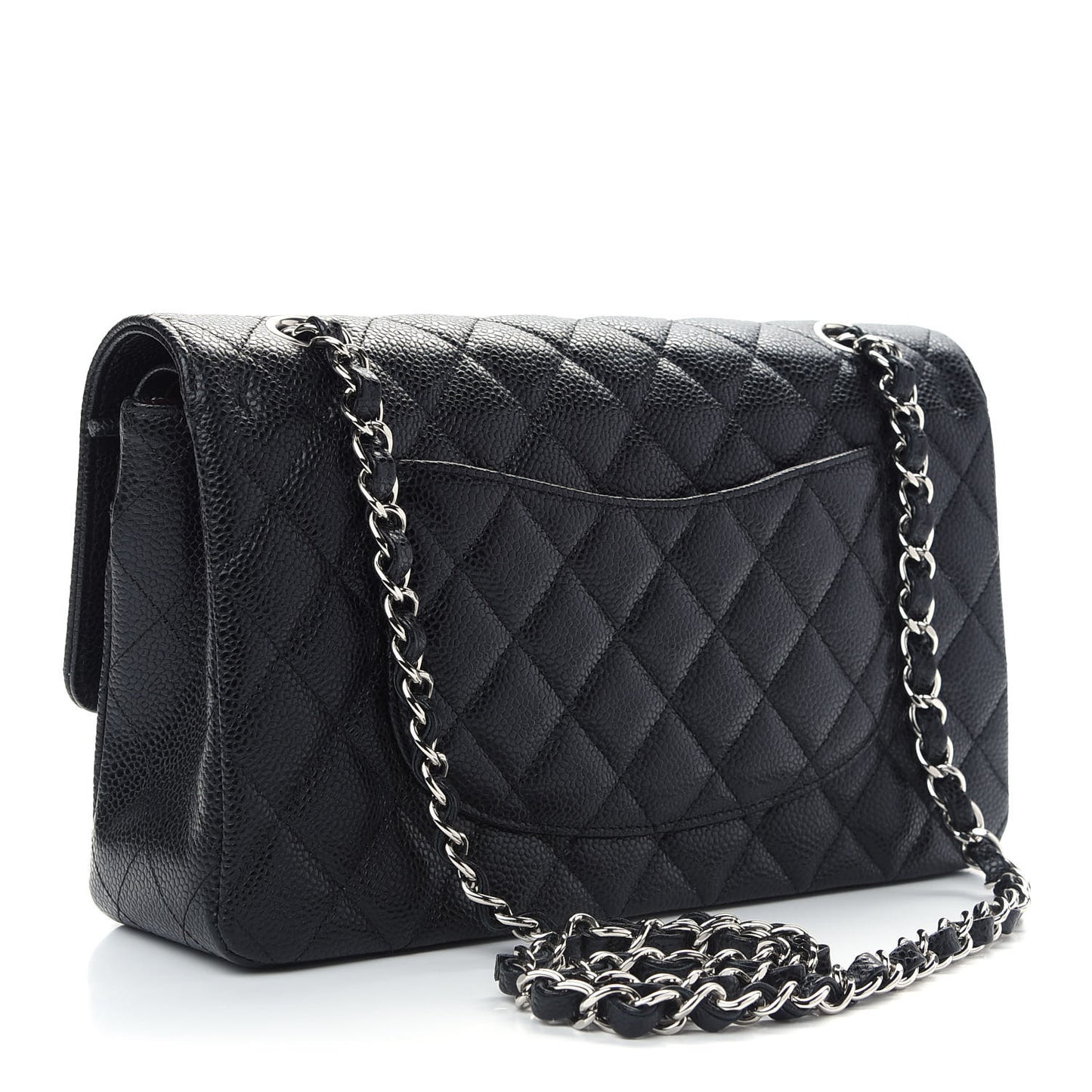 Caviar Quilted Medium Double Flap Black