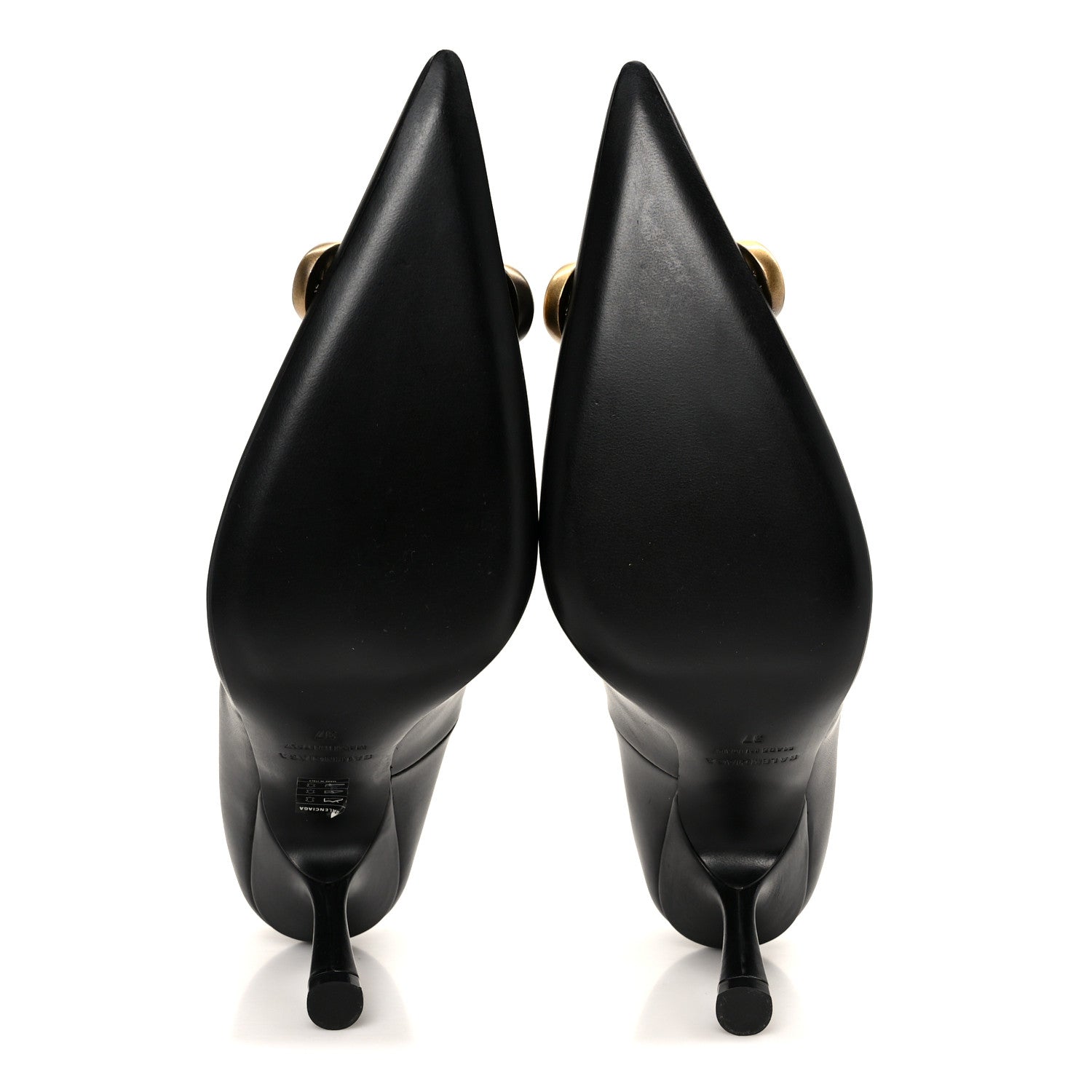 Balenciaga Shiny Soft Calfskin BB Flex 90mm Pumps 37 Black Gold 6 of 10