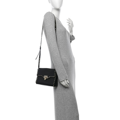 Valentino Garavani Pebbled Calfskin Medium Rockstud Flip Lock Crossbody Bag Black 2 of 10