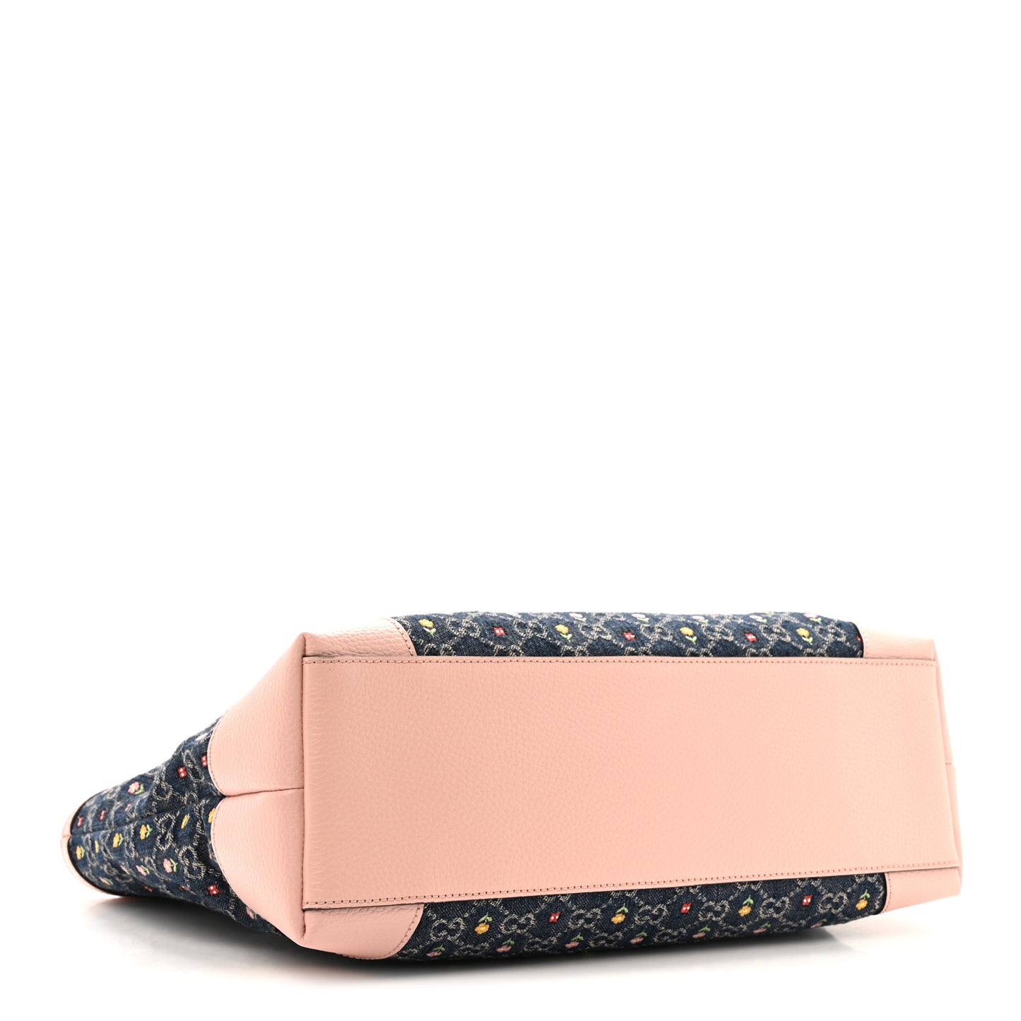 New Denim Dollar Calfskin Floral GG Monogram Medium Ophidia Shopping Tote Blue Tea Multicolor Powder Pink