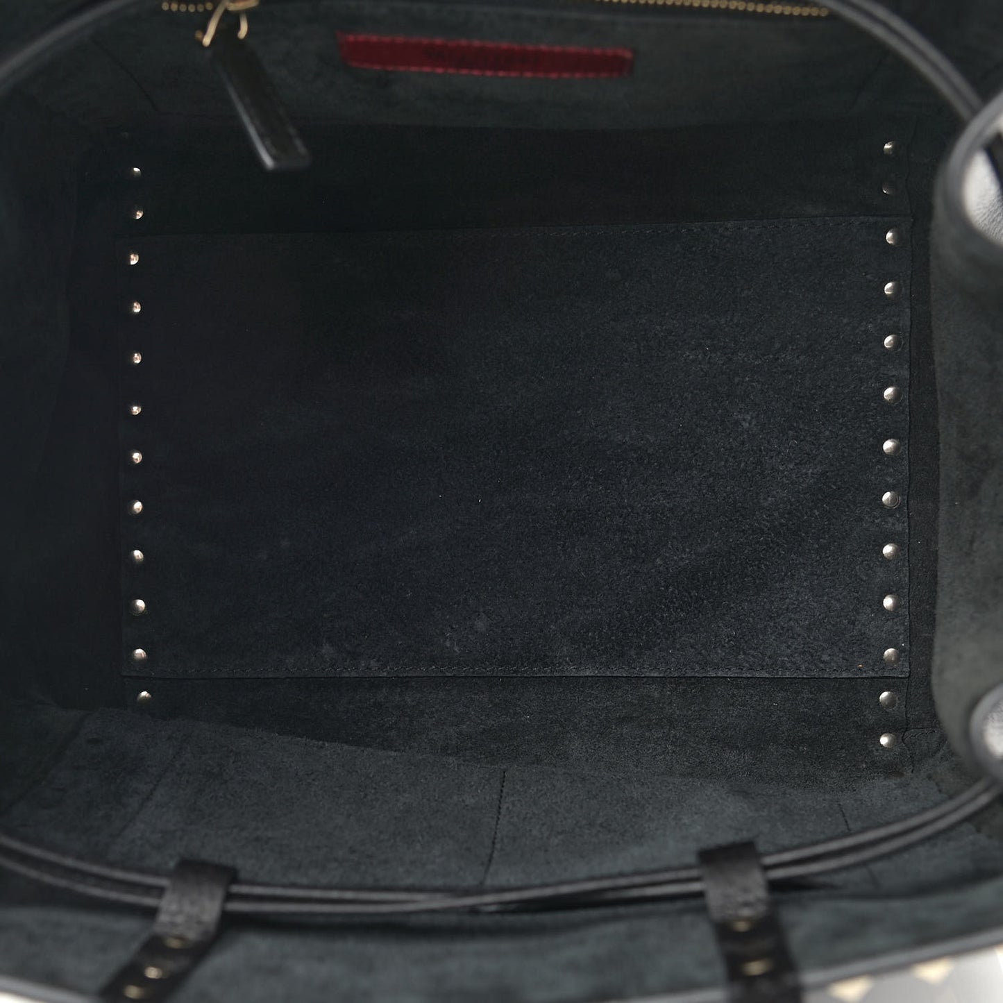 Grained Calfskin Rockstud Double Handle Cinch Tote Black