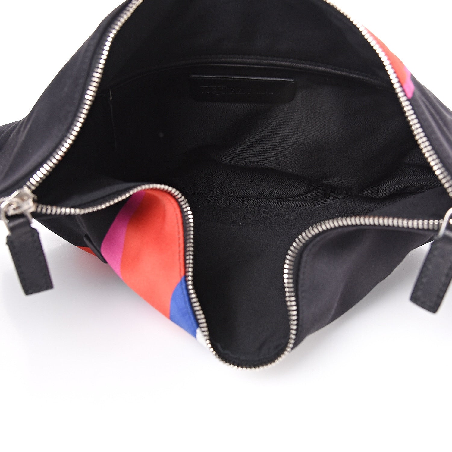 Alexander McQueen Silk Print De Manta Heart Print Clutch Black Red Pink 4 of 9