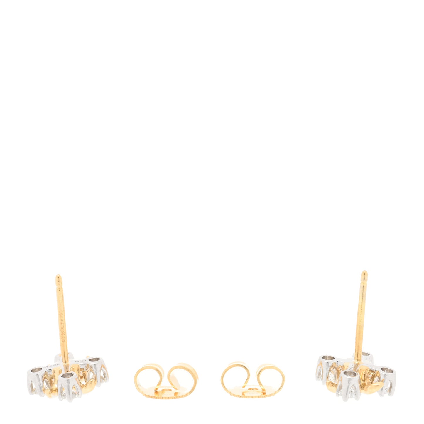 Platinum 18K Yellow Gold Diamond Schlumberger Lynn Earrings