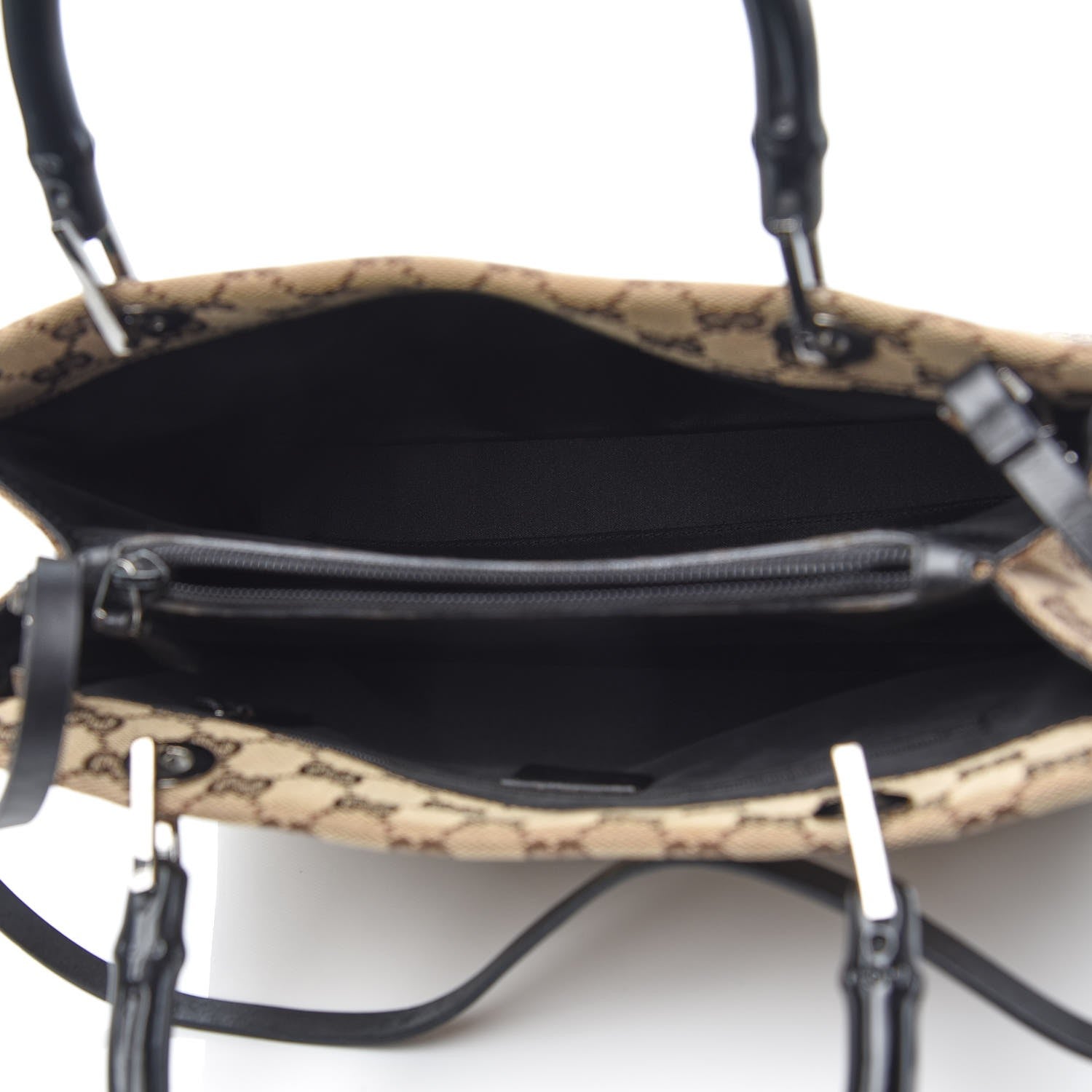 Gucci Monogram Bamboo Top Handle Tote Black 6 of 9
