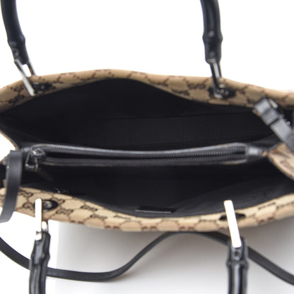 Gucci Monogram Bamboo Top Handle Tote Black 6 of 9