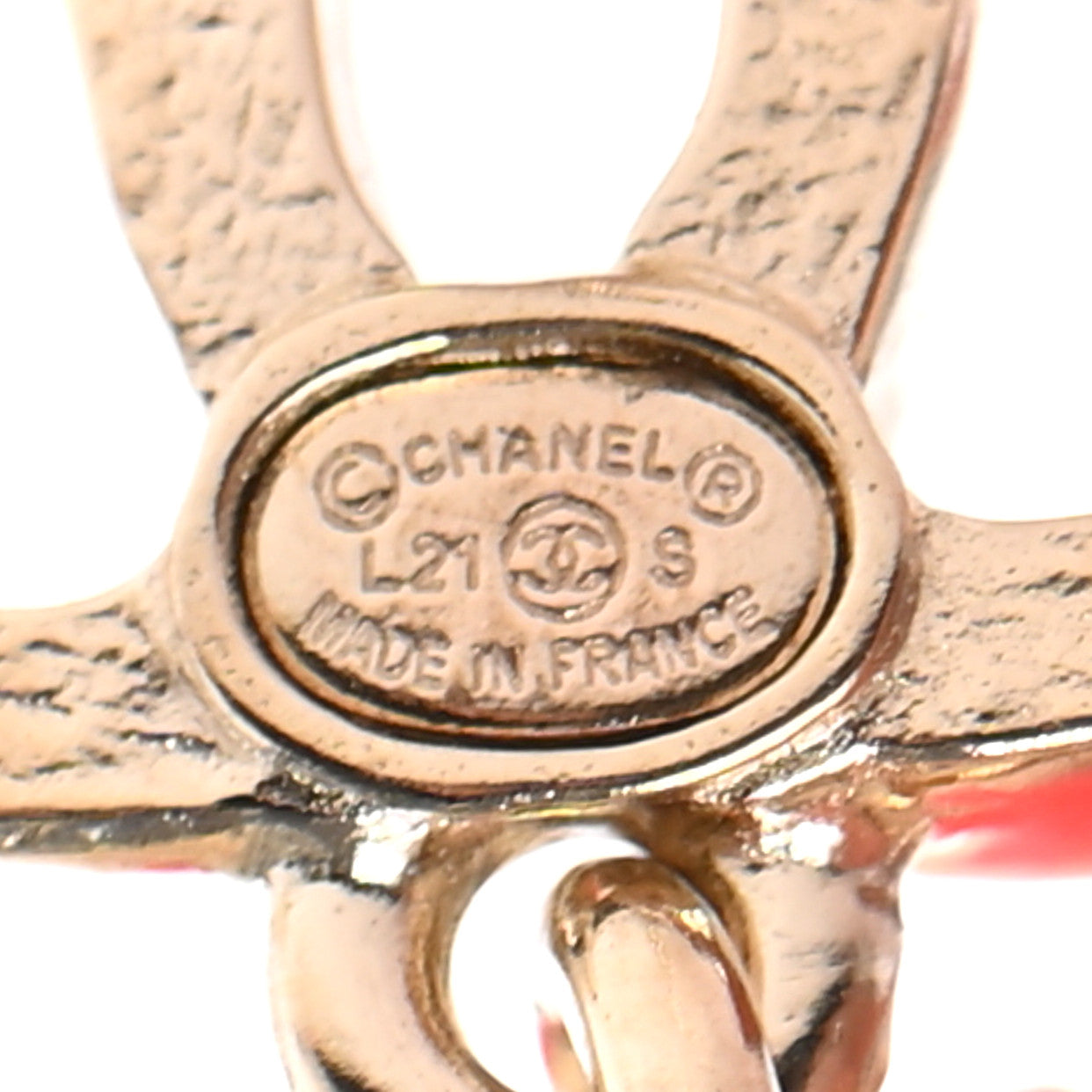 Chanel Metal Crystal CC Earrings Gold Pink 4 of 4