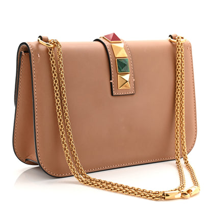 Valentino Garavani Vitello Medium Glam Lock Rockstud Rolling Flap Poudre 3 of 9