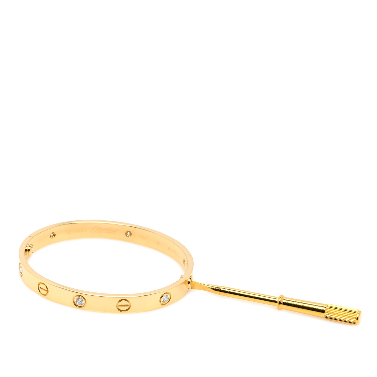 18K Yellow Gold 6 Diamond LOVE Bracelet 16