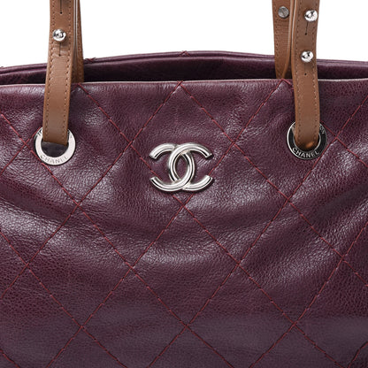 Chanel Glazed Calfskin Stitched On the Road Zip Tote Plum 9 of 9
