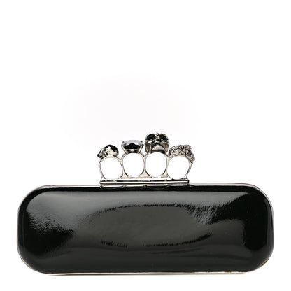 Alexander McQueen Patent Skull Knuckle Duster Box Clutch Black 1 of 11