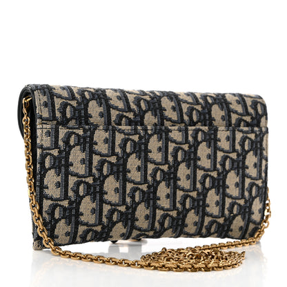 Christian Dior Oblique Saddle Chain Long Wallet Blue 3 of 8