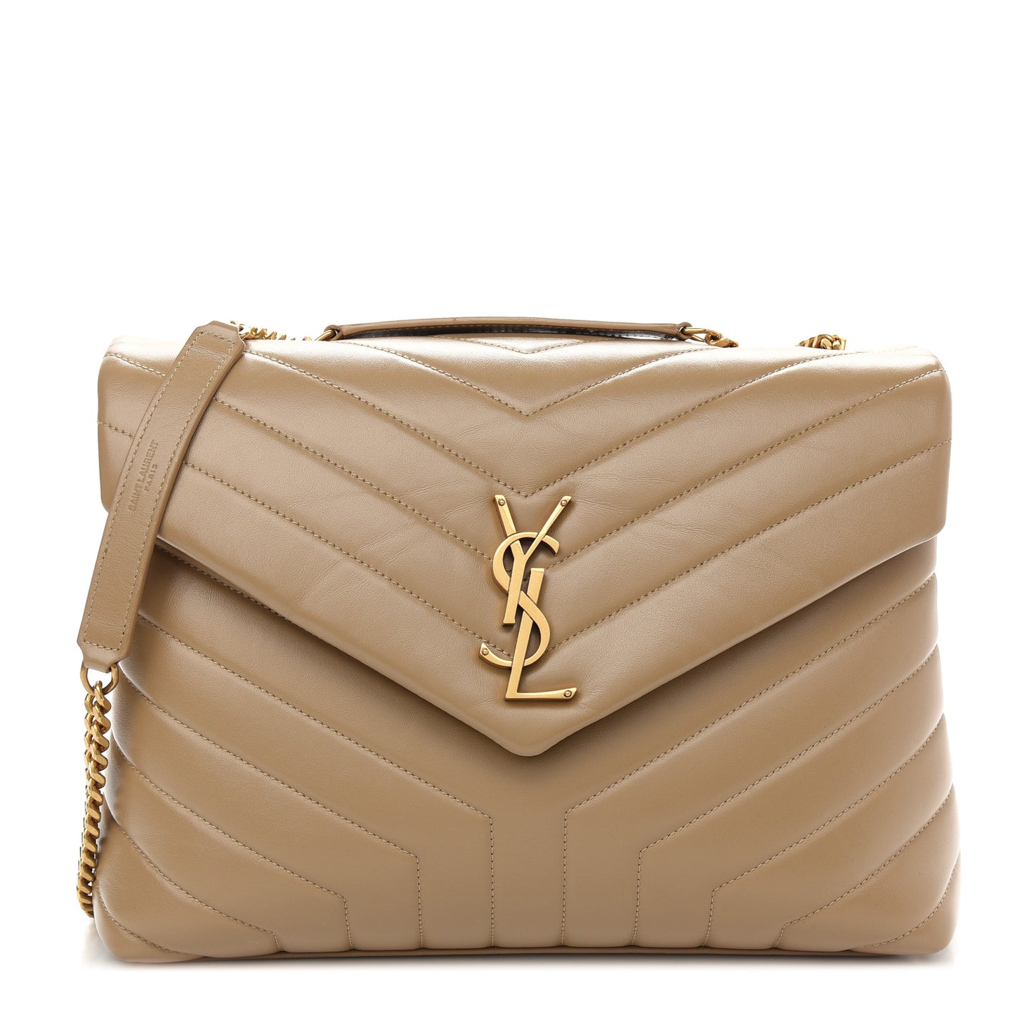 Calfskin Y Quilted Monogram Medium Loulou Chain Satchel Dark Latte